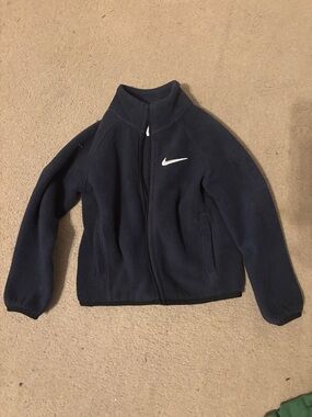 Nike Black Fleece Zip Jacket with White Swoosh